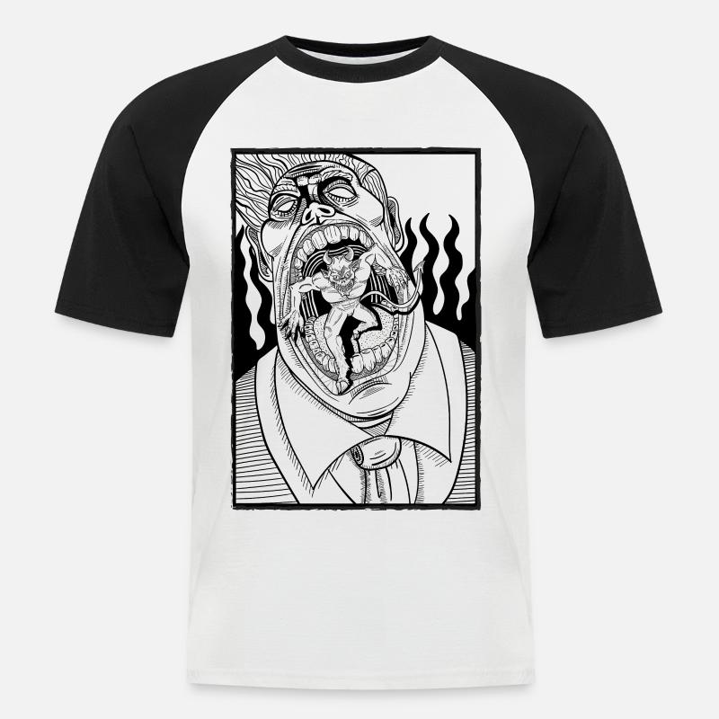 Evil Inside - Männer Baseball-T-Shirt - Weiß/Schwarz