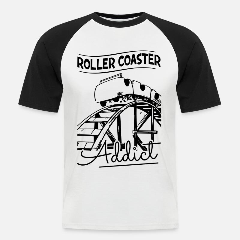Roller Coaster Addict - Männer Baseball-T-Shirt - Weiß/Schwarz