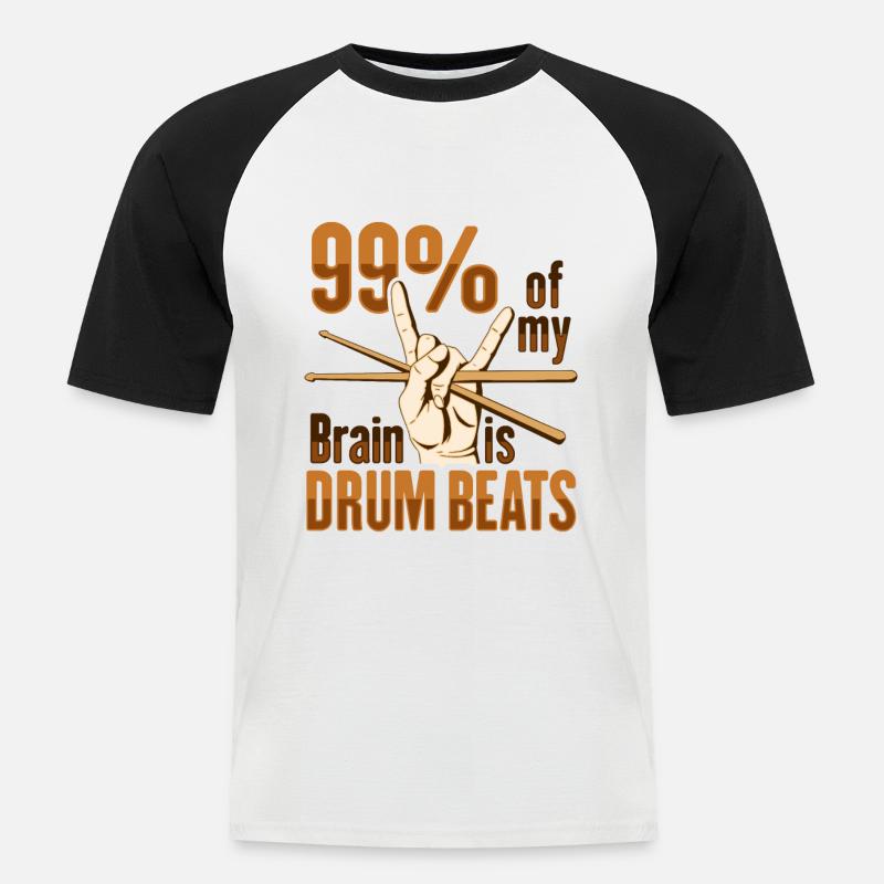 Drum Set Percussion Design - Männer Baseball-T-Shirt - Weiß/Schwarz