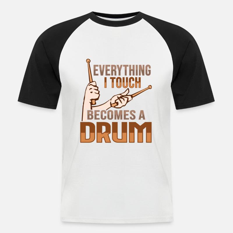 Drum Set Percussion Design - Männer Baseball-T-Shirt - Weiß/Schwarz