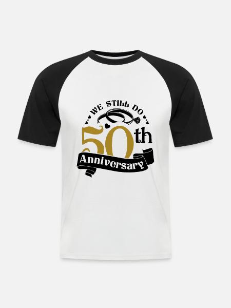 50th Wedding Anniversary Husband Wife Marriage - Men's Baseball T-Shirt - white/black