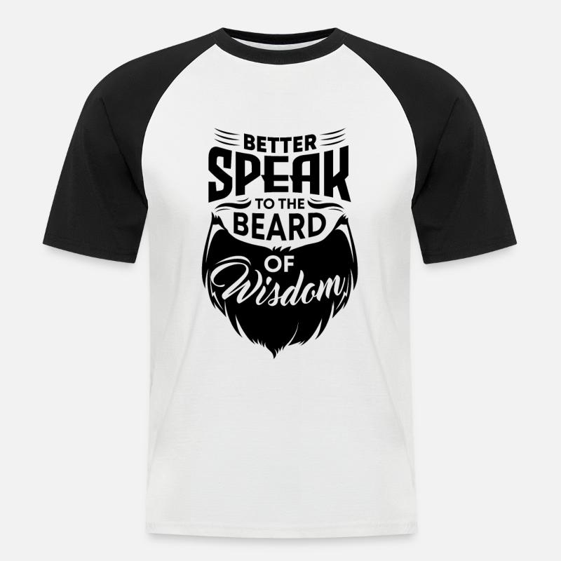 Bärtiger Kerl Gesichtsbehaarung Schnurrbart Bart - Männer Baseball-T-Shirt - Weiß/Schwarz