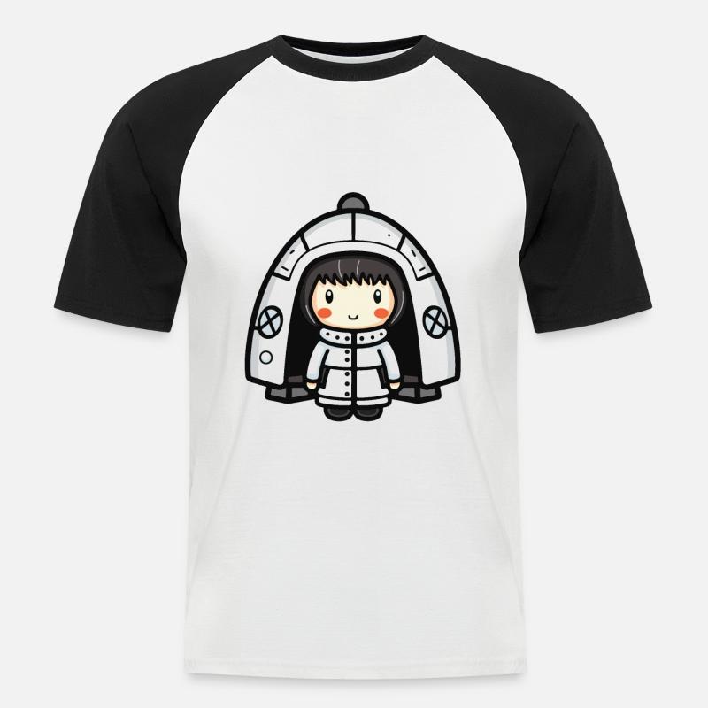 Iglu Eskimo Winter Comic - Männer Baseball-T-Shirt - Weiß/Schwarz