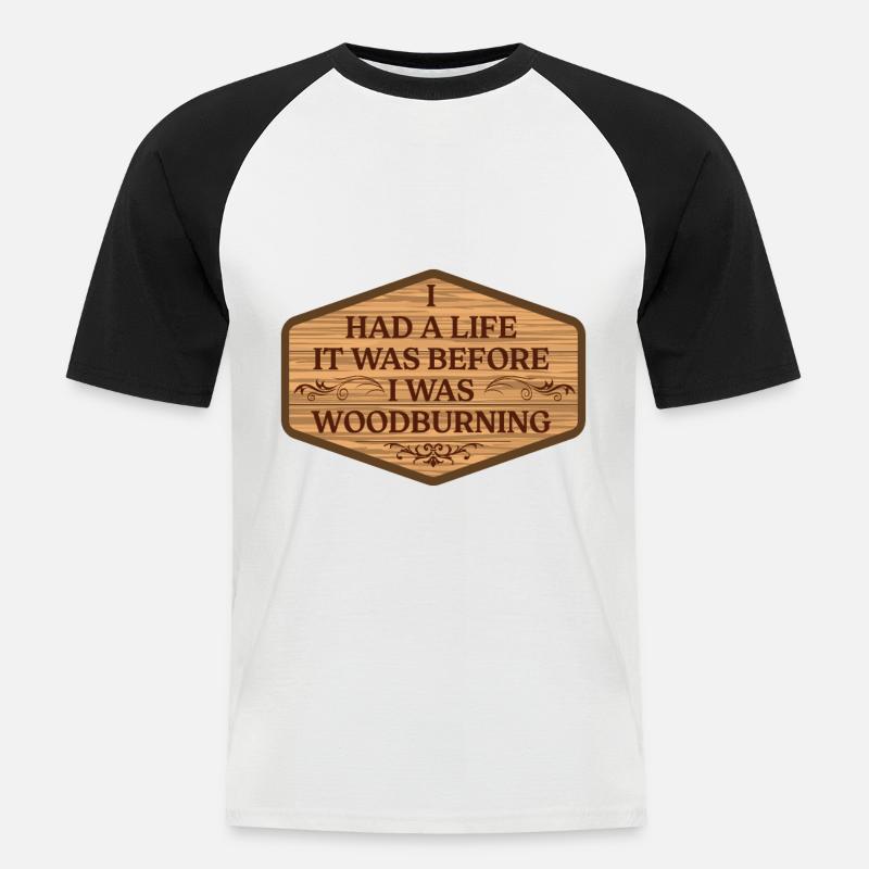 Pyrographie Holzbrennen Pyrograph Holzbrenner - Männer Baseball-T-Shirt - Weiß/Schwarz