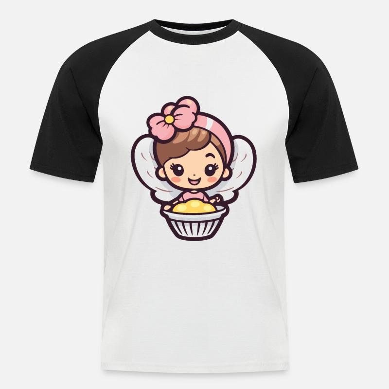 Fee Backen Kuchen Comic - Männer Baseball-T-Shirt - Weiß/Schwarz