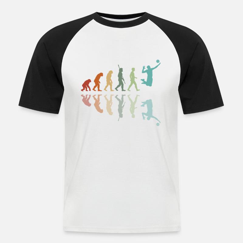 Volleyball Evolution - Männer Baseball-T-Shirt - Weiß/Schwarz
