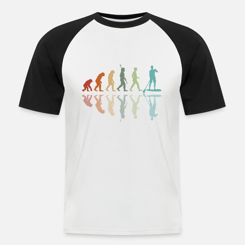 Paddleboard Evolution - Männer Baseball-T-Shirt - Weiß/Schwarz