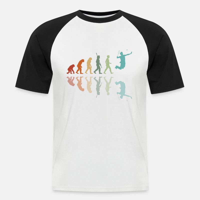 Badminton Evolution - Männer Baseball-T-Shirt - Weiß/Schwarz