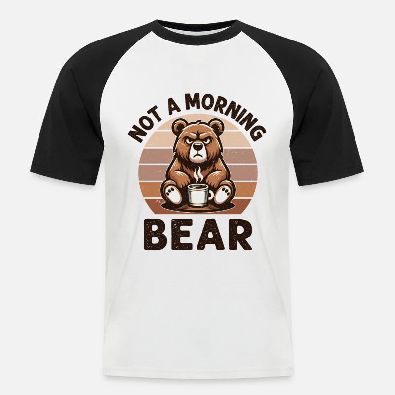 Grumpy bear with coffee - Men's Baseball T-Shirt - white/black