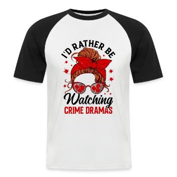 Vrai crime - T-shirt baseball manches courtes Homme - blanc/noir - Devant - Nik (191cm)