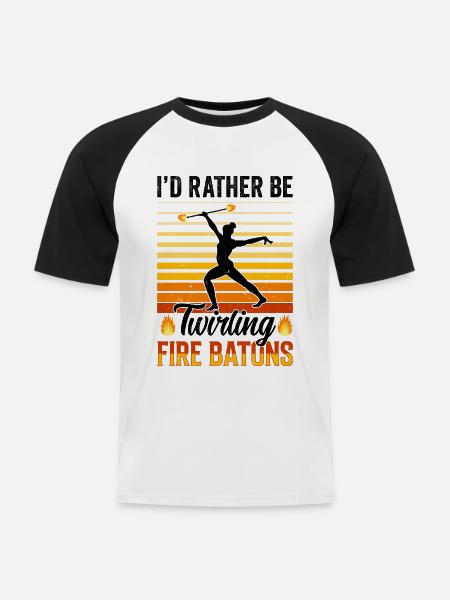 Fire Baton Fire Dance Fire Dancer Fire Dancer - Men's Baseball T-Shirt - white/black