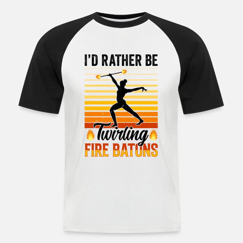 Feuerbaton Feuertanz Feuertänzer Feuertänzerin - Männer Baseball-T-Shirt - Weiß/Schwarz