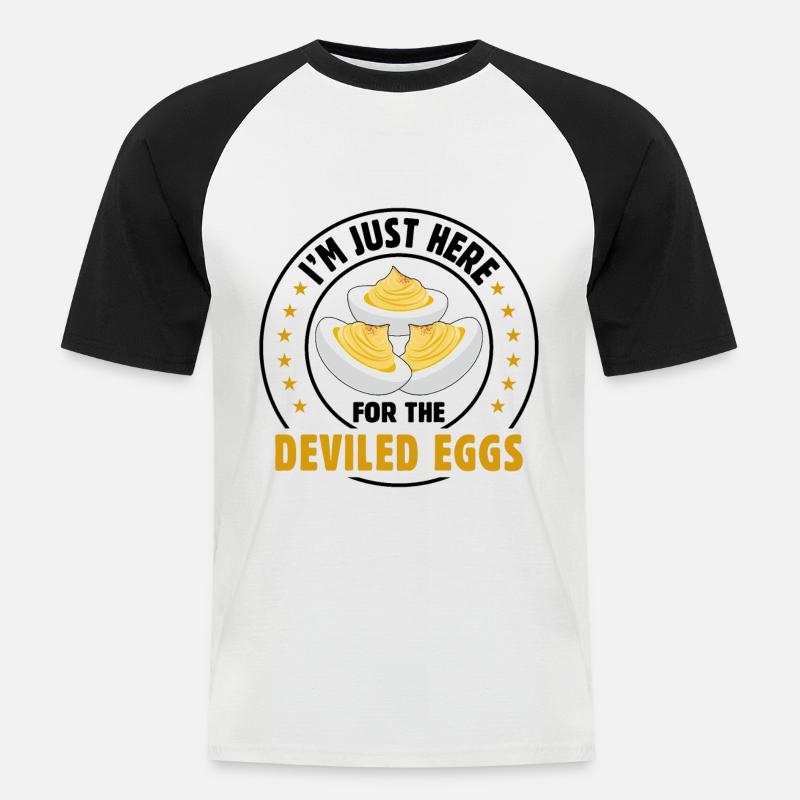 Teufelsei Spruch - Männer Baseball-T-Shirt - Weiß/Schwarz
