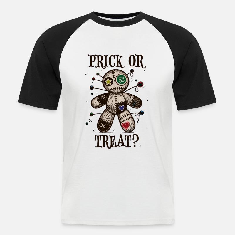 Pricken oder Leckerli - Männer Baseball-T-Shirt - Weiß/Schwarz