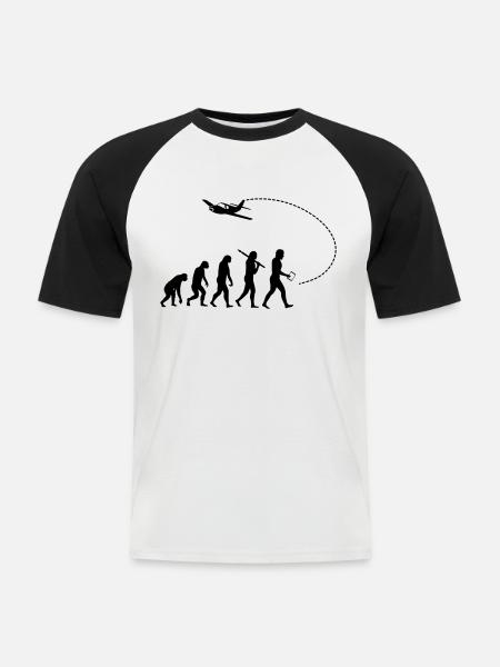 Evolution of the pilot - Men's Baseball T-Shirt - white/black
