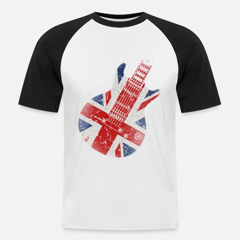 Union Jack Guitar - Men's Baseball T-Shirt - white/black