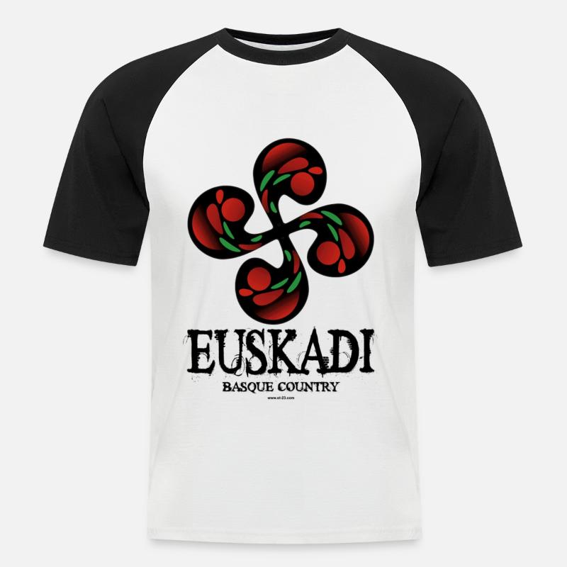 Baskische Quer - Männer Baseball-T-Shirt - Weiß/Schwarz