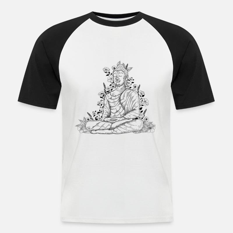 Buddha - Männer Baseball-T-Shirt - Weiß/Schwarz