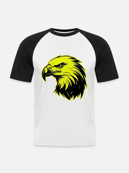 Eagle Head Portrait Icon - Men's Baseball T-Shirt - white/black