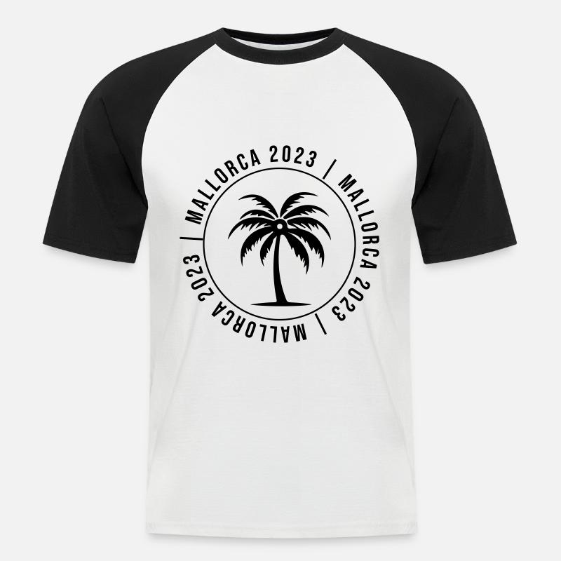 Mallorca 2023 - Männer Baseball-T-Shirt - Weiß/Schwarz
