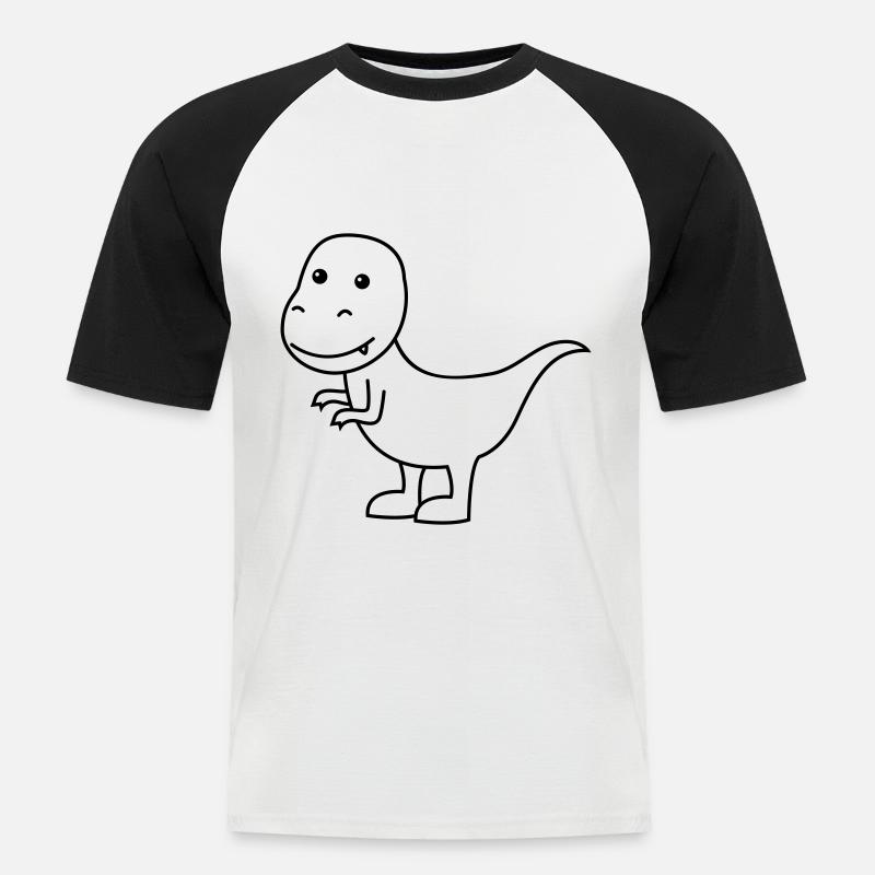 Dinosaurier T-Rex Comic - Männer Baseball-T-Shirt - Weiß/Schwarz