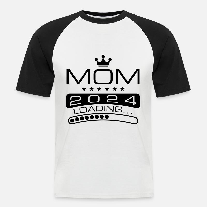 Mama 2024 Loading Mom - Männer Baseball-T-Shirt - Weiß/Schwarz