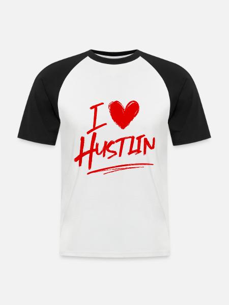 I love Hustlin - Men's Baseball T-Shirt - white/black