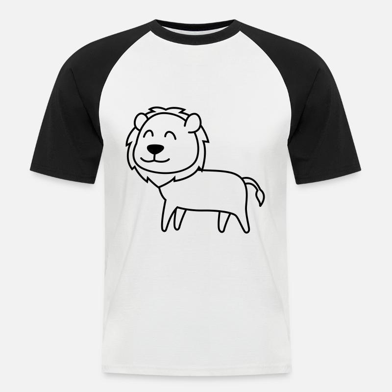 Löwe Comic Tier - Männer Baseball-T-Shirt - Weiß/Schwarz