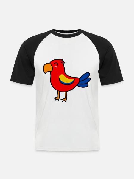 Papagai Comic Tier - Männer Baseball-T-Shirt - Weiß/Schwarz