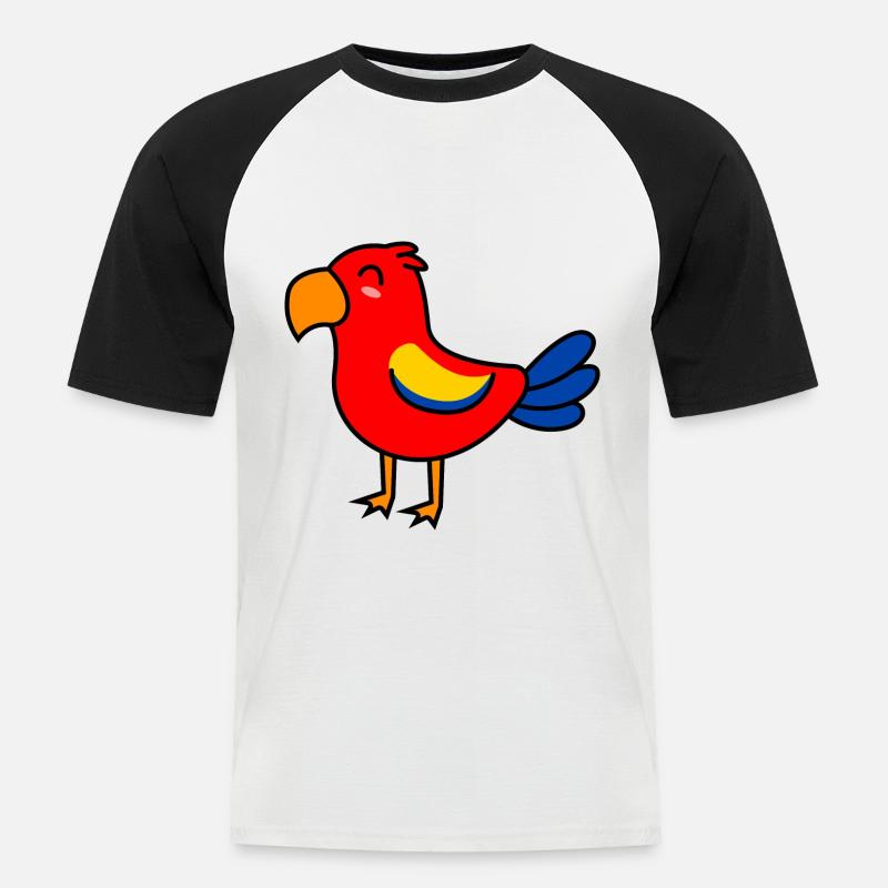 Papagai Comic Tier - Männer Baseball-T-Shirt - Weiß/Schwarz