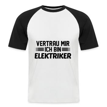 Elektriker - Männer Baseball-T-Shirt - Weiß/Schwarz - Vorne - Nik (191cm)