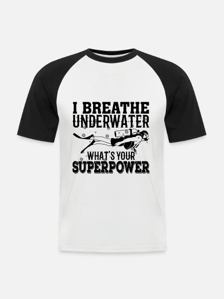 Diver diving - Men's Baseball T-Shirt - white/black