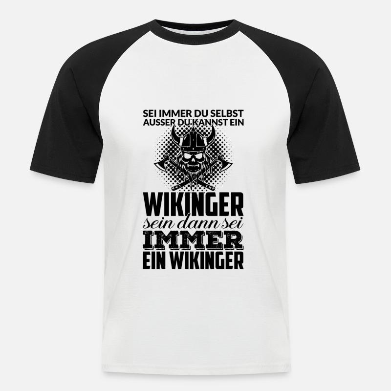 Wikinger Spruch - Männer Baseball-T-Shirt - Weiß/Schwarz