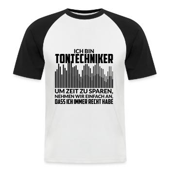Tontechniker Tontechnik Veranstaltungstechnik - Männer Baseball-T-Shirt - Weiß/Schwarz - Vorne - Nik (191cm)