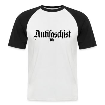 Antifaschist - Männer Baseball-T-Shirt - Weiß/Schwarz - Vorne - Nik (191cm)