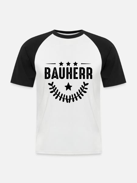 Bauherr Haus Bau - Männer Baseball-T-Shirt - Weiß/Schwarz