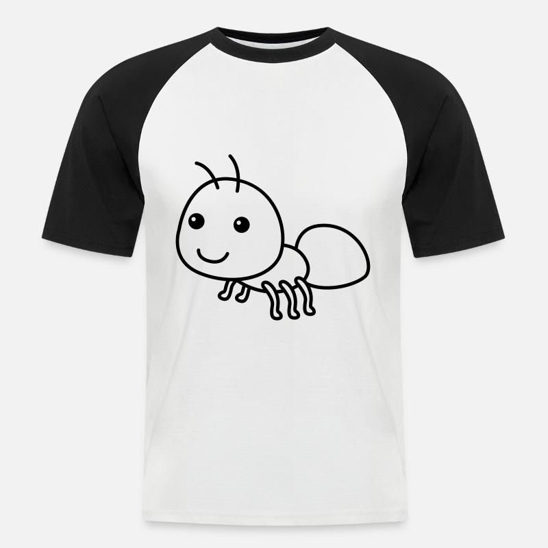 Ameise Comic Tier - Männer Baseball-T-Shirt - Weiß/Schwarz