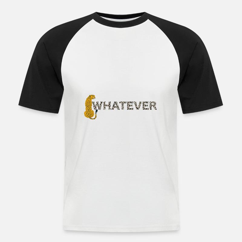 Leopard, whatever, leopard print, funny H - Men's Baseball T-Shirt - white/black
