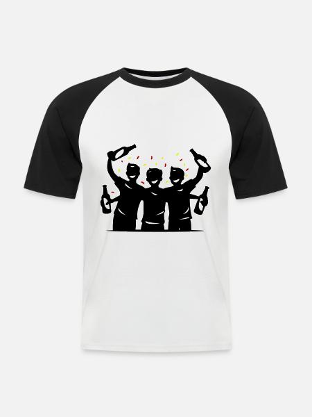 Drinking Silhouette Symbol - Men's Baseball T-Shirt - white/black