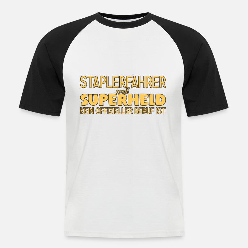 Staplerfahrer Superheld Gabelstaplerfahrer - Männer Baseball-T-Shirt - Weiß/Schwarz