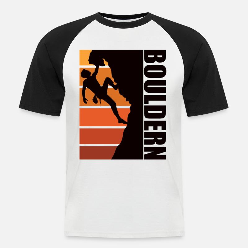 Bouldern - Boulderer - Männer Baseball-T-Shirt - Weiß/Schwarz