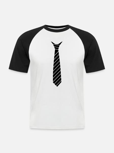 Krawatten Illusion - Männer Baseball-T-Shirt - Weiß/Schwarz