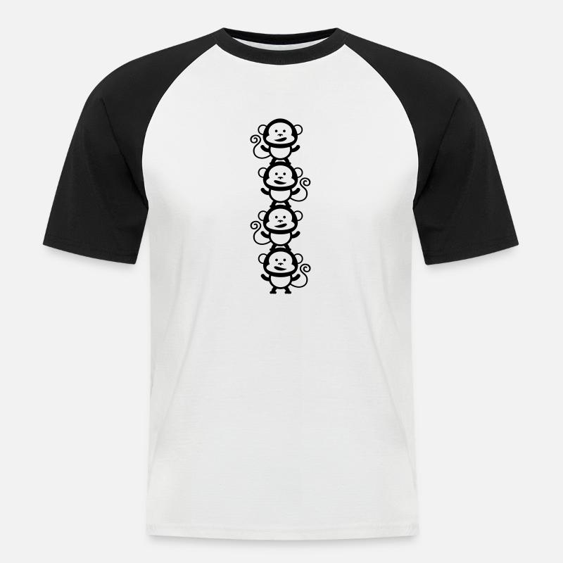 affen zirkus bande comic - Männer Baseball-T-Shirt - Weiß/Schwarz