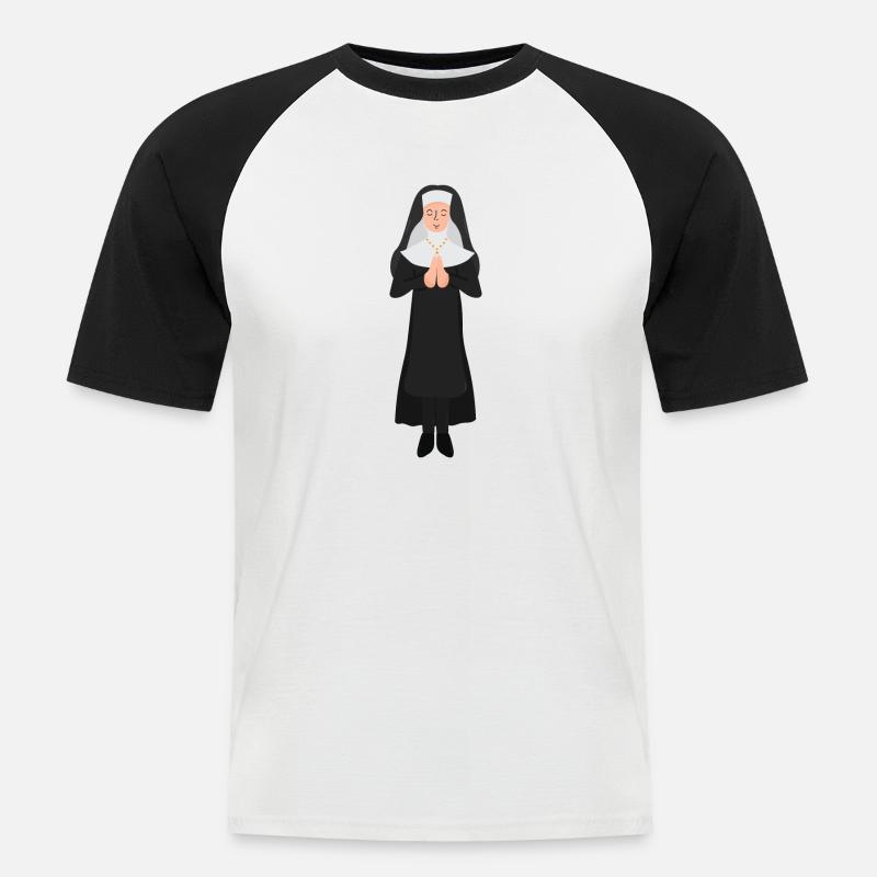 Suora - Maglia da baseball a manica corta da uomo - bianco/nero