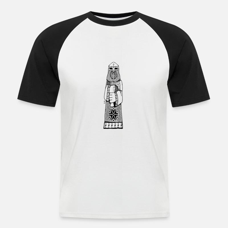 Perun - Перун BoW - Männer Baseball-T-Shirt - Weiß/Schwarz