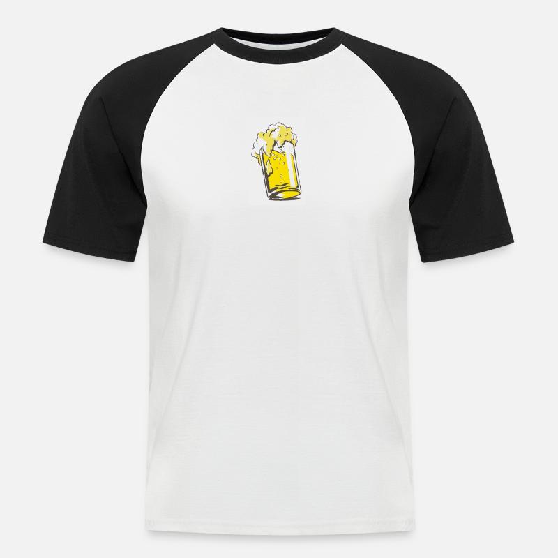 bier - Männer Baseball-T-Shirt - Weiß/Schwarz