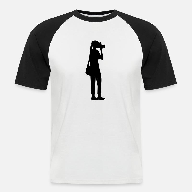 Fotografin - Männer Baseball-T-Shirt - Weiß/Schwarz