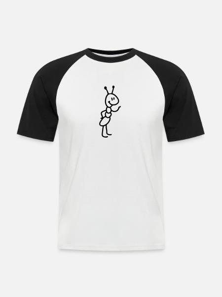 Ant - Line - Men's Baseball T-Shirt - white/black
