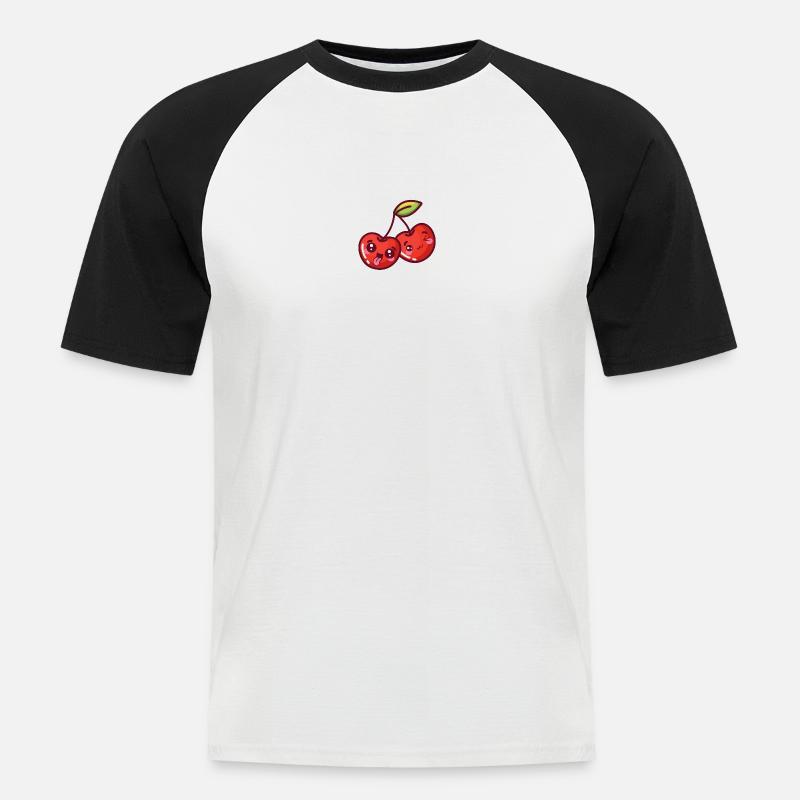 Saure Kirsche - Männer Baseball-T-Shirt - Weiß/Schwarz
