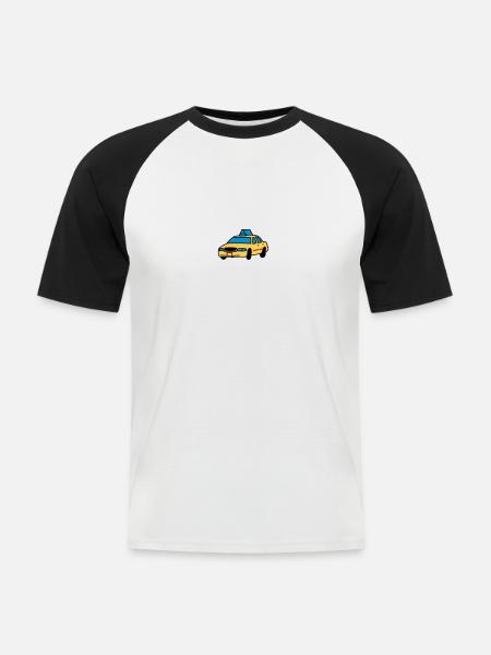 Taxi - Männer Baseball-T-Shirt - Weiß/Schwarz